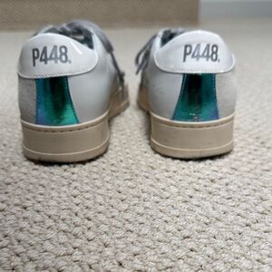 P448 White Sneakers with Teal Accent